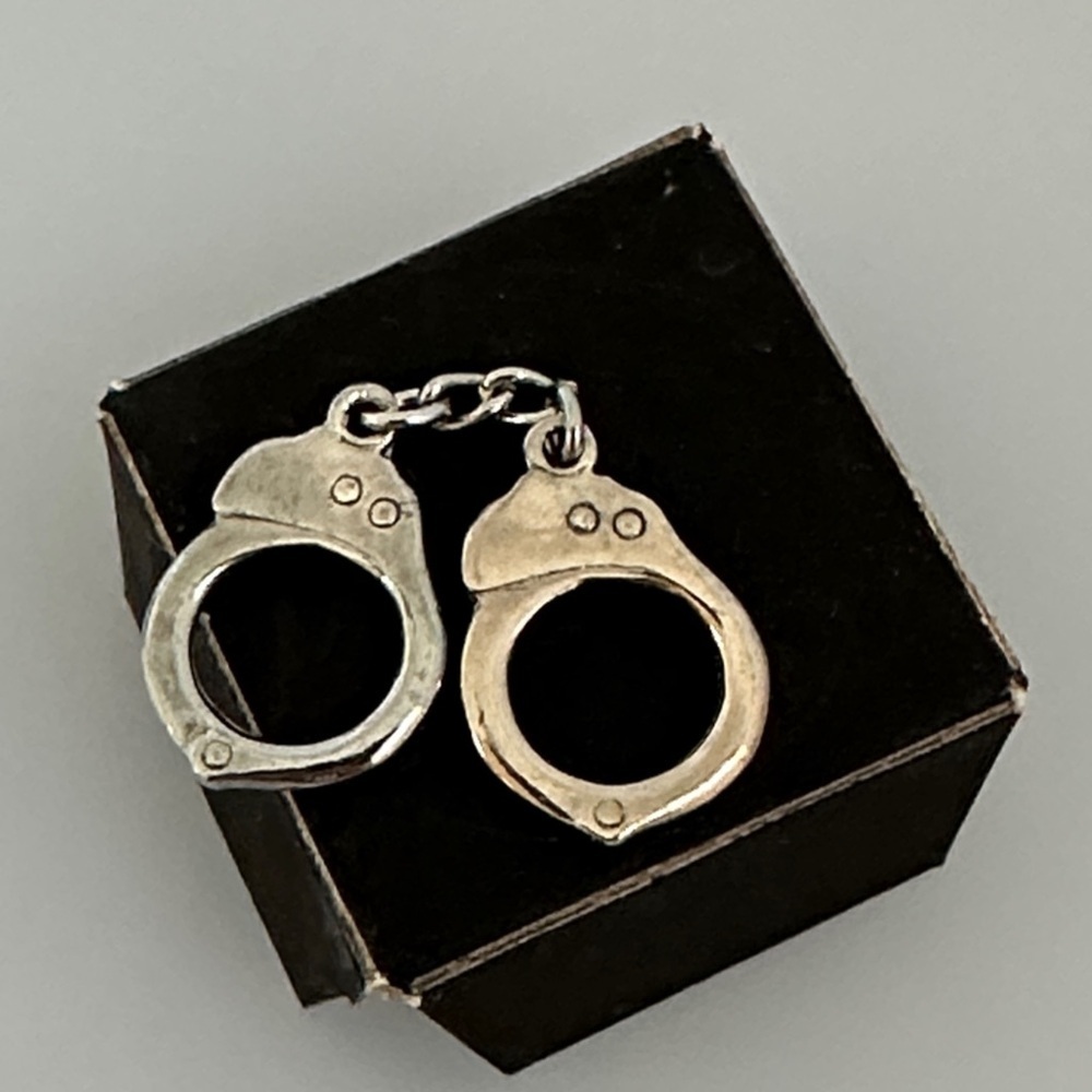 RAY-LINE Sterling SilverHandcuff Charm Pendant - Small Double Handcuffs​​